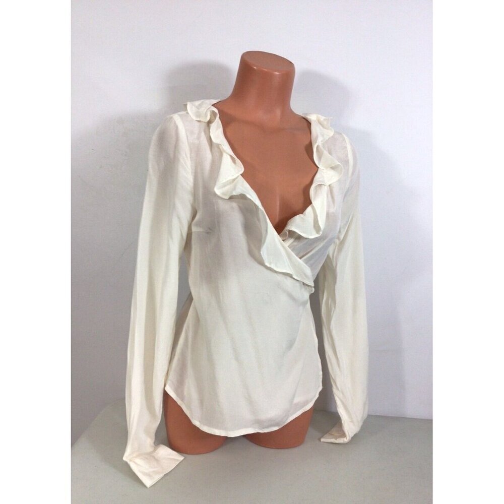 Line + Dot Ruffle Wrap Blouse Womens XS New